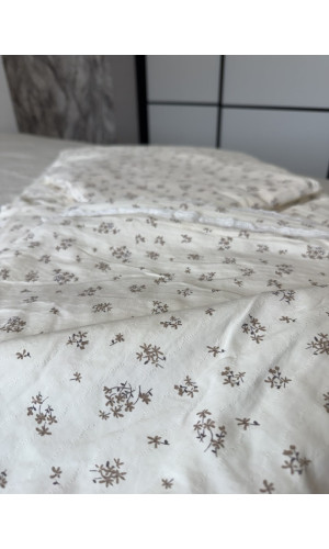 Постельное белье летнее с одеялом Евро Sofihome коричневый принт