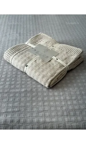Покрывало хлопковое 150x200 см. бежевый, светло-бежевый