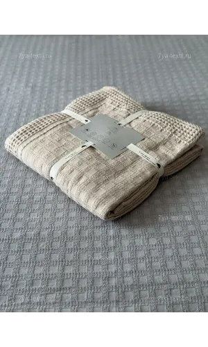 Покрывало хлопковое 150x200 см. песочный, медово-бежевый