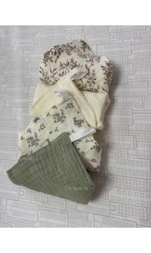 Муслиновые салфетки для новорождённых 25×25 см, комплект 4 шт