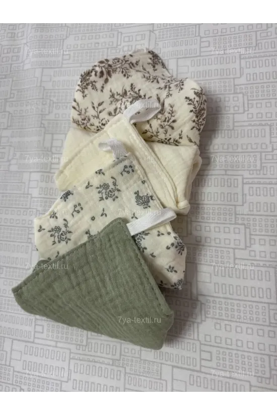 Муслиновые салфетки для новорождённых 25×25 см, комплект 4 шт