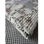 Вафельное покрывало 200×230 см айвори с оливково-зелёными цветами