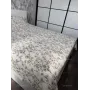 Вафельное покрывало 200×230 см айвори с оливково-зелёными цветами