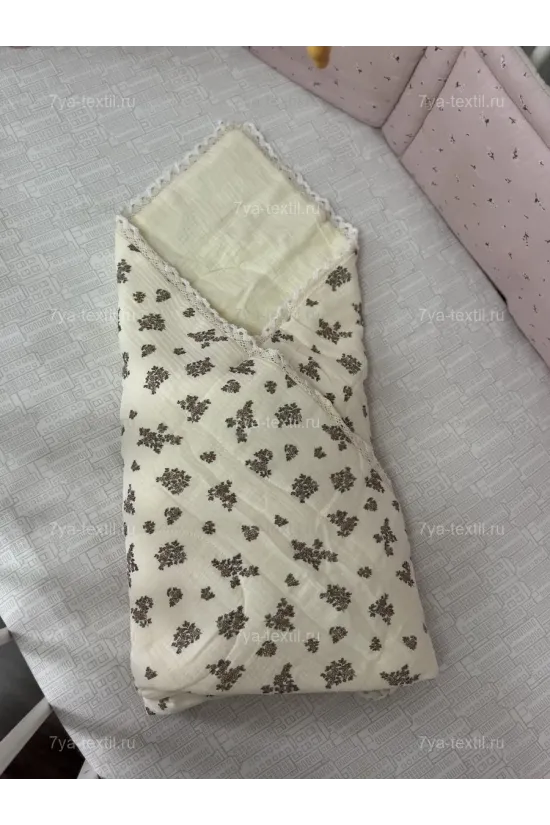 Муслиновое детское одеяло 100x120 см, персиково-розовый