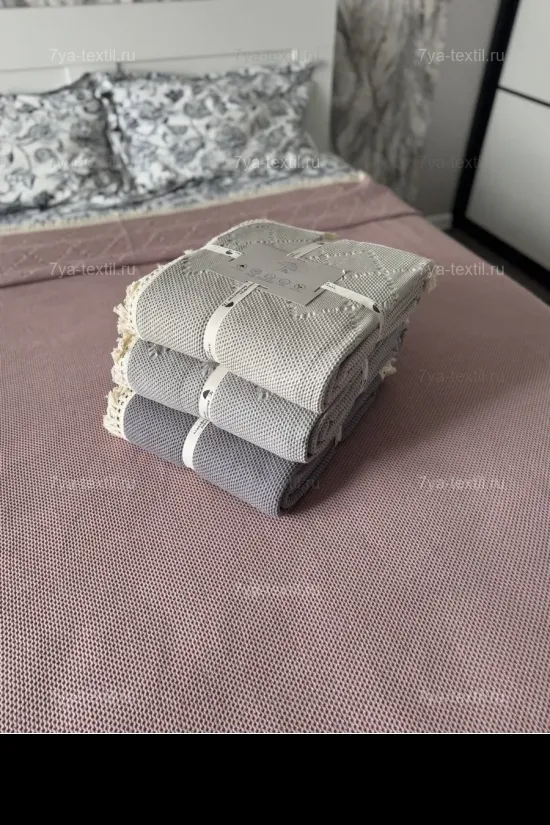 Покрывало вафельное евро 200x230 см, серо-синий